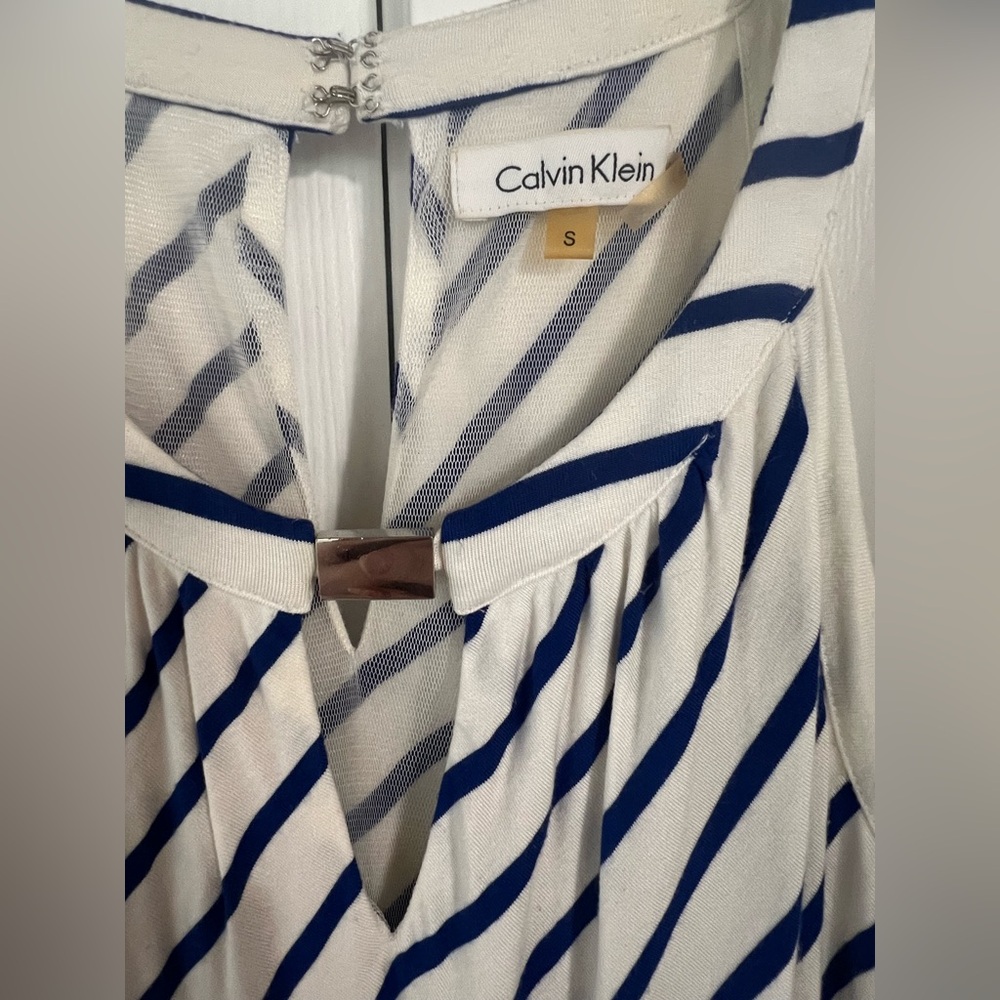 Calvin Klein Navy Striped Sleeveless Maxi Dress - Picture 2 of 3